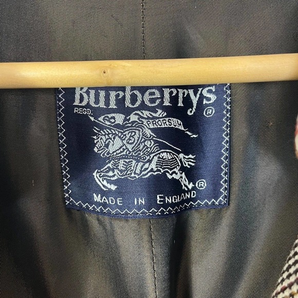 Burberrys Vintage Houndstooth Belted Topcoat Overcoat Jacket Large Double Breast - Picture 10 of 15